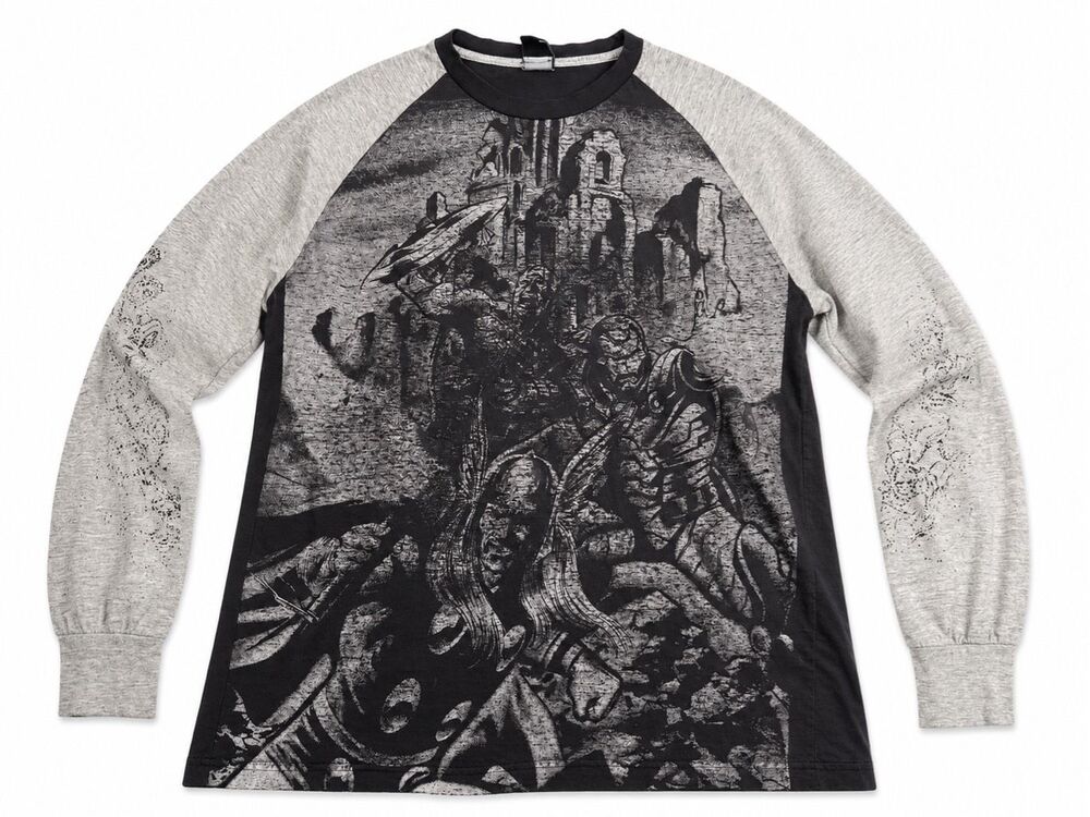 Marvel Men’s Y2K Vintage Graphic Raglan Long Sleeve Shirt Size Large